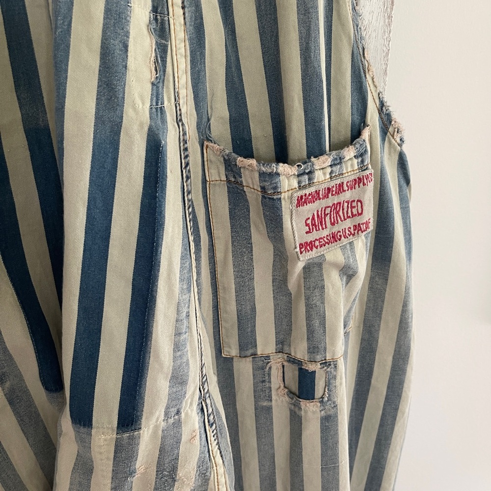 Magnolia Pearl Blue and White Striped Gus Overalls